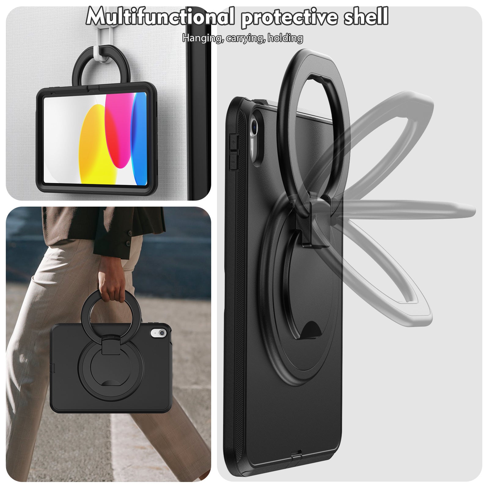 For iPad 10.9 (2022) PC TPU Tablet Case 360-degree Rotating Kickstand Hand Grip Protective Cover For iPad 10.9 (2022) PC TPU Tablet Case 360-degree Rotating Kickstand Hand Grip Protective Cover